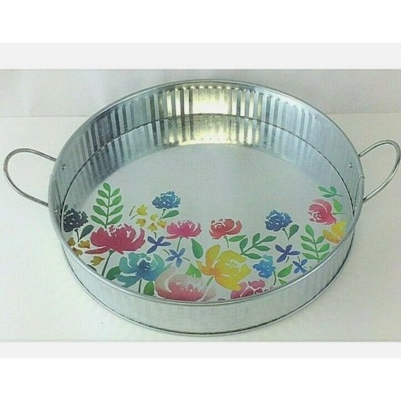 Unbranded Other - ❥3 for $15!!! Serving Tray w/Handles Painted Flowers Picnic Party farmhouse NEW